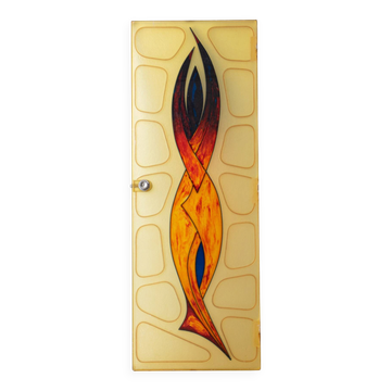 Porte moderniste en fibre de verre avec art abstrait, Belgique années 1960