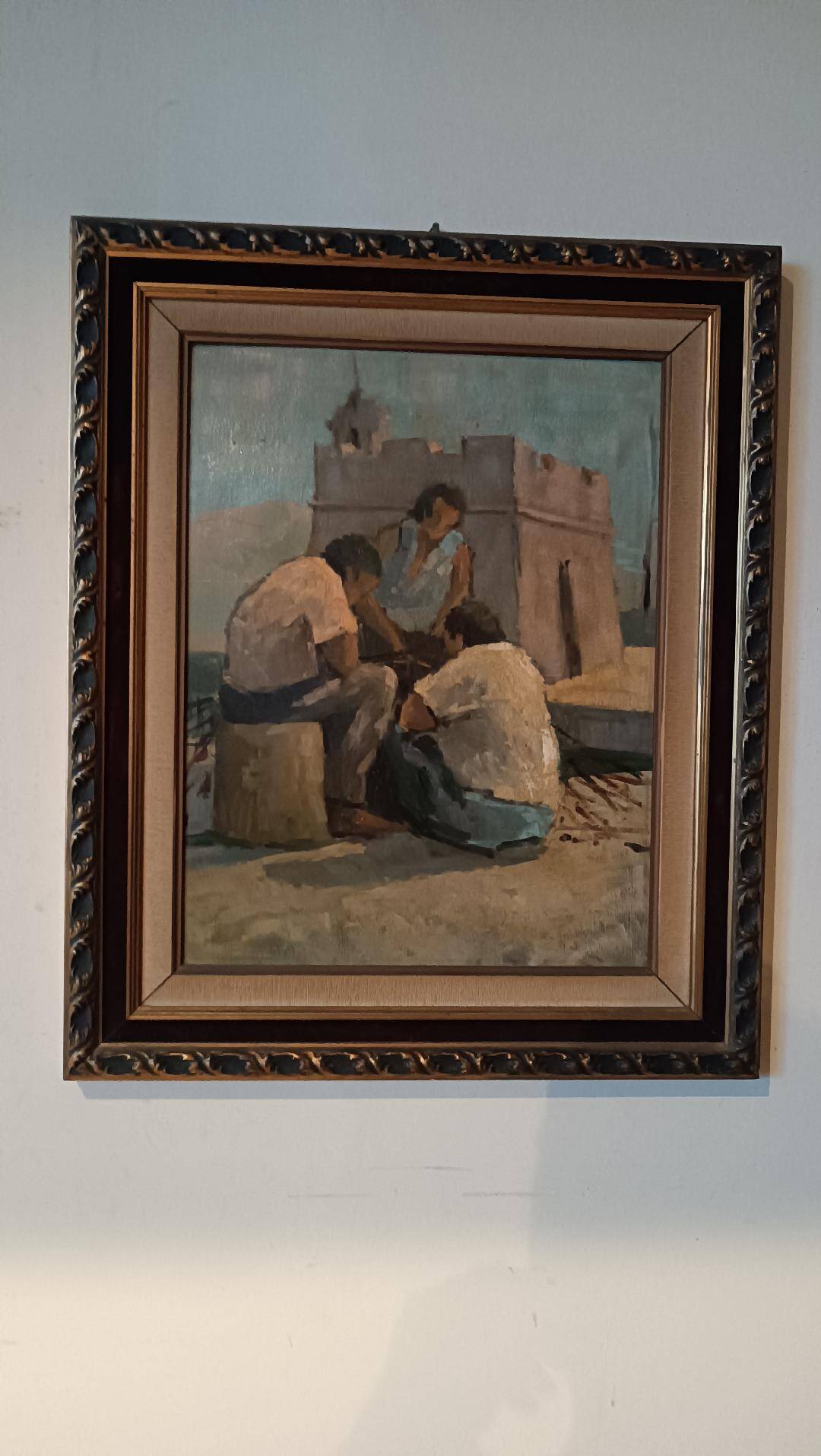 Peinture à l'huile sur figurines de table livourne première moitié du 20ème