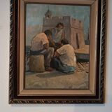 Peinture à l'huile sur figurines de table livourne première moitié du 20ème