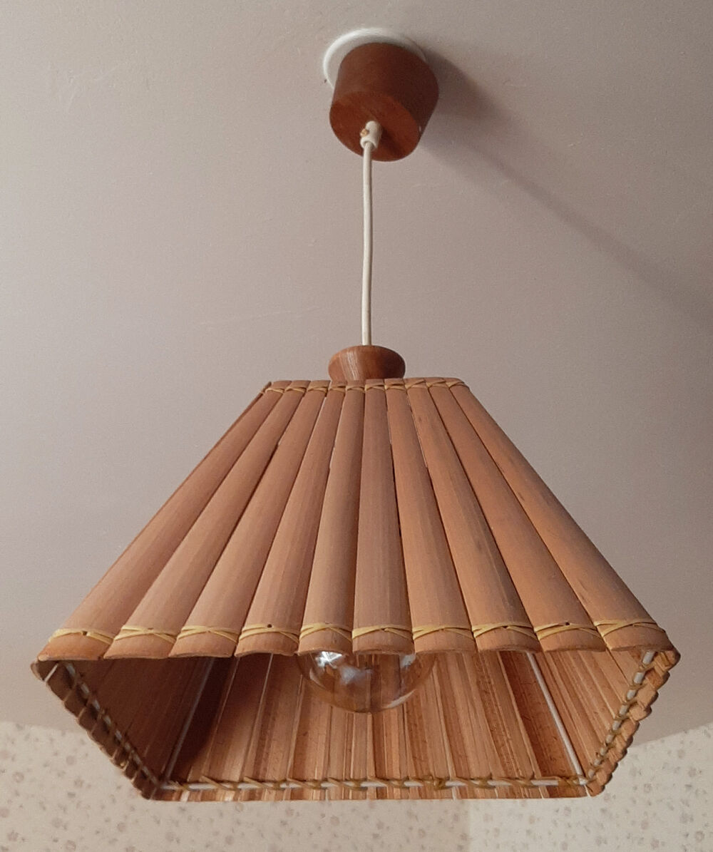 Square bamboo pendant lamp, vintage