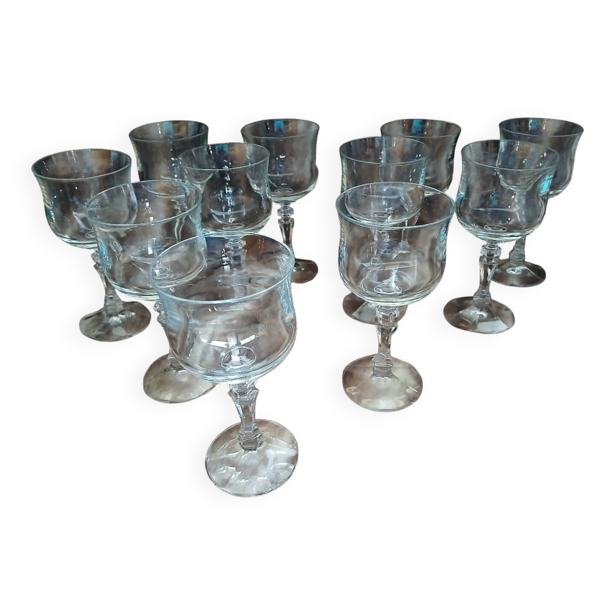 11 crystal stem glasses