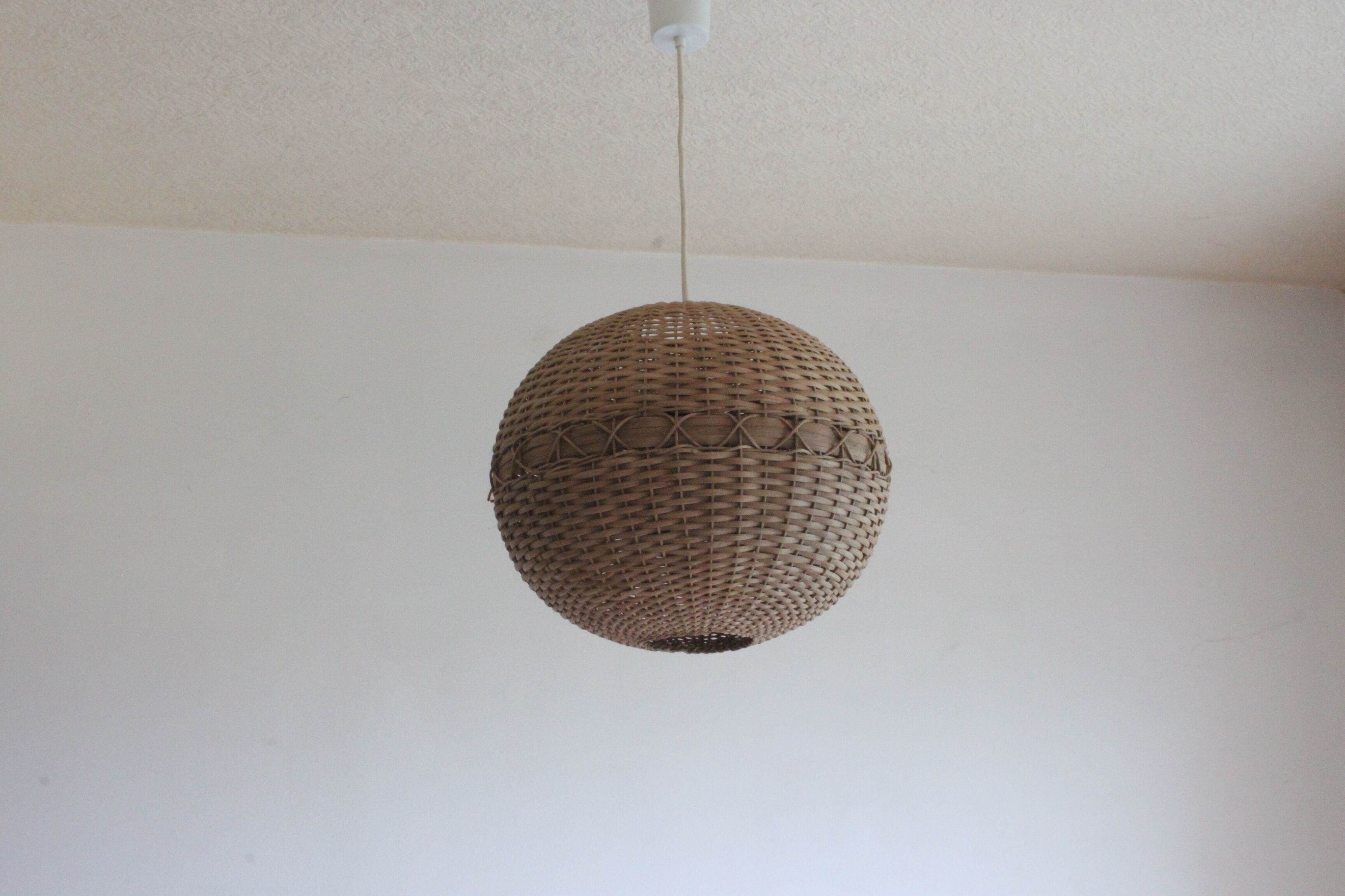 Rattan ball pendant light, 1960s