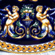 Gien Renaissance cake pie dish blue background 1971/1984