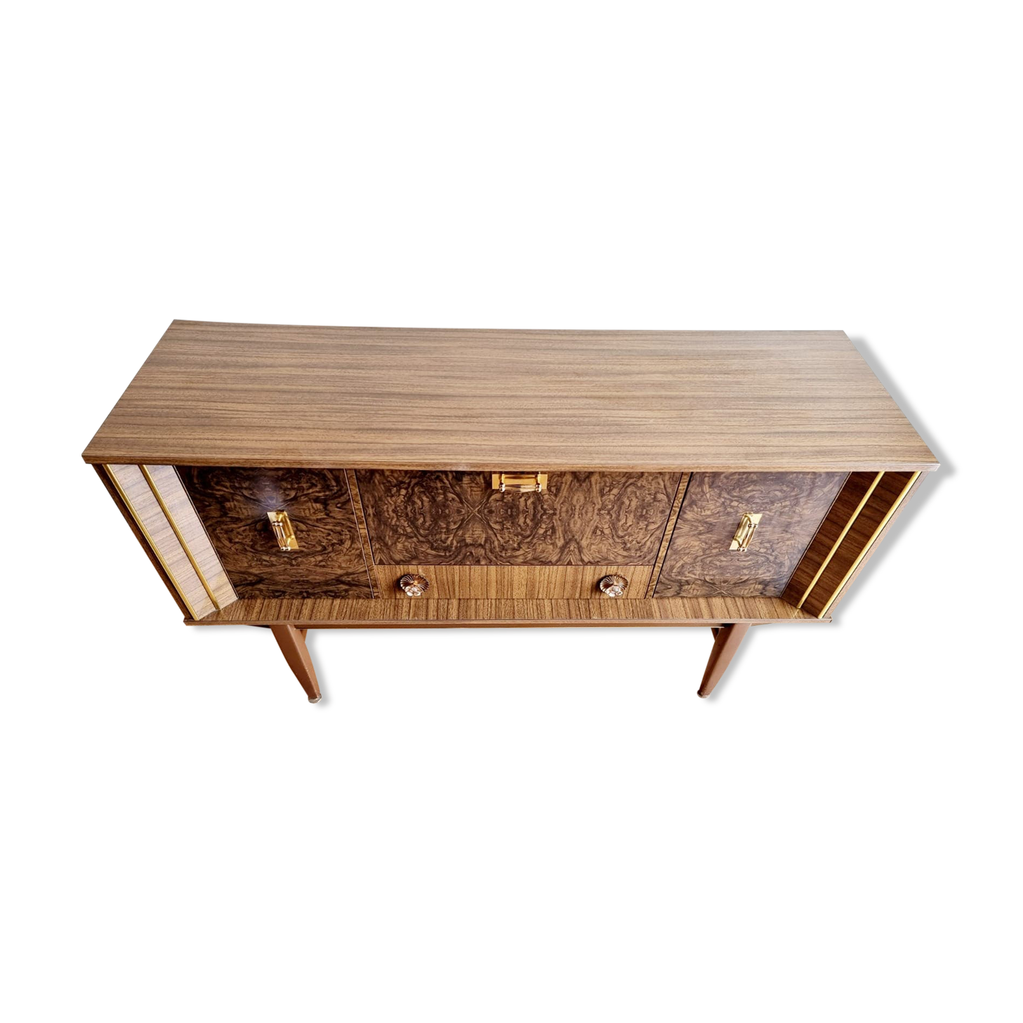 1950 / 1960 VINTAGE RETRO TWO TONE FORMICA SIDEBOARD GOLD HANDLES ALL ORIGINAL