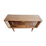 1950 / 1960 VINTAGE RETRO TWO TONE FORMICA SIDEBOARD GOLD HANDLES ALL ORIGINAL