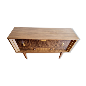 1950 / 1960 VINTAGE RETRO TWO TONE FORMICA SIDEBOARD GOLD HANDLES ALL ORIGINAL