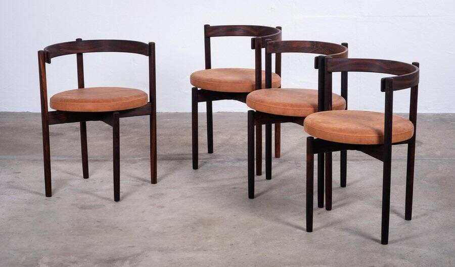 Dining Chairs in Rosewood attributed to Hugo Frandsen for Børge M.S, Denmark, 1964, Set of 4