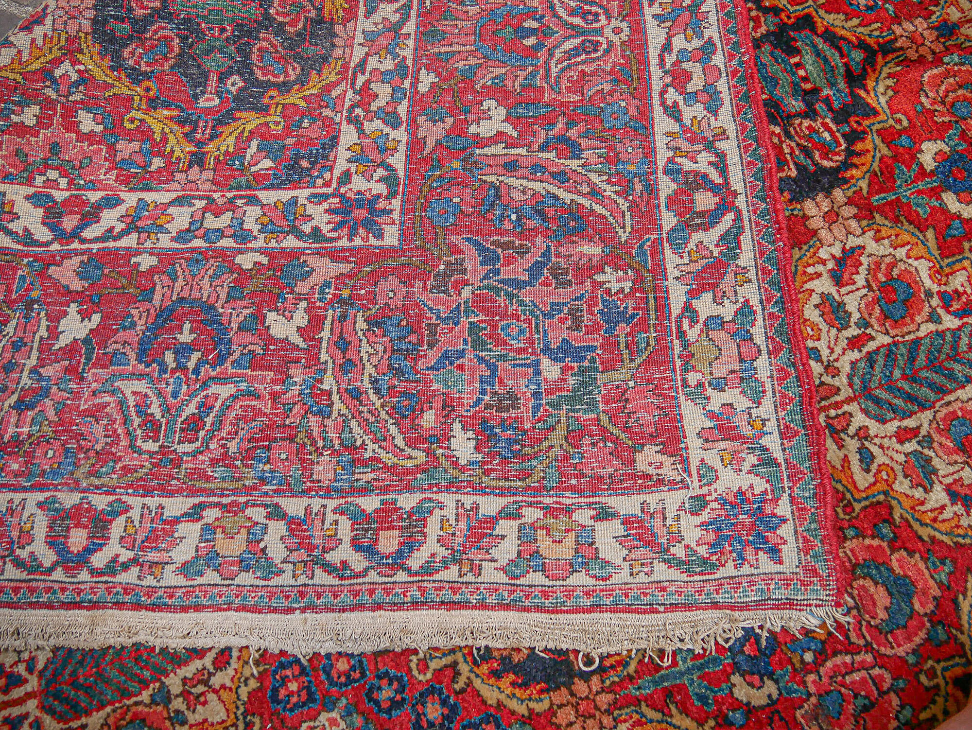 Ancient Persian Oriental rug handmade baktiari 3.00 x 2.07 m