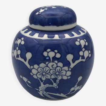 Pot à gingembre en porcelaine à décor de fleurs de prunus bleu et blanc, vintage, chine