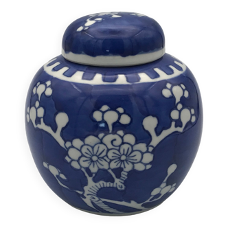 Pot à gingembre en porcelaine à décor de fleurs de prunus bleu et blanc, vintage, chine