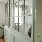 Large green display cabinet with sliding doors – two-part buffet, 219 cm
