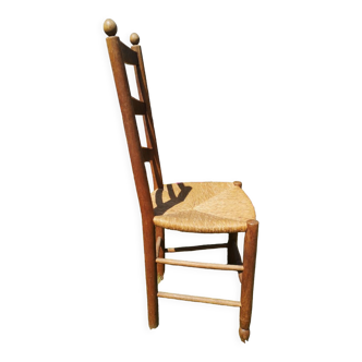 Straw-seated wooden chair