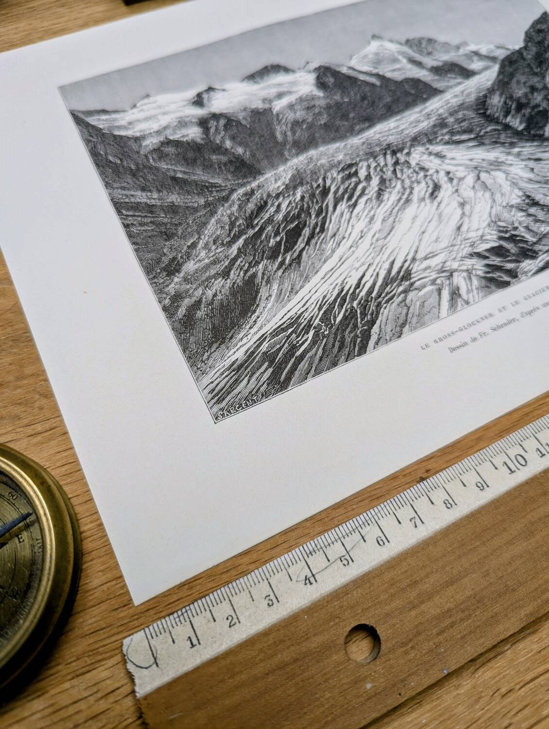 Pasterze and Grossglockner, Austria, printed illustration from 1878.