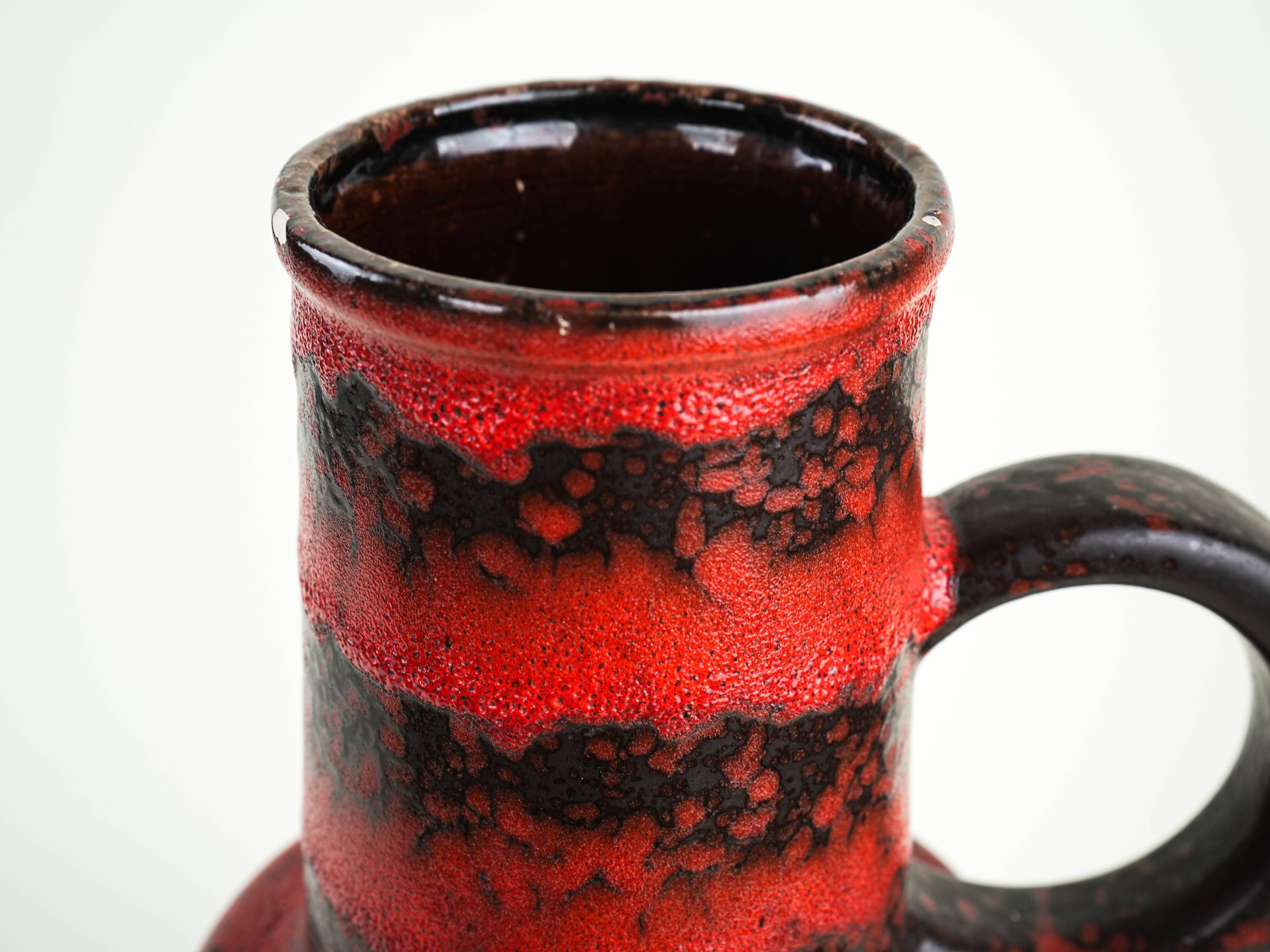 Monumental Fat Lava ceramic vase in black and red, West Germany, 1970s