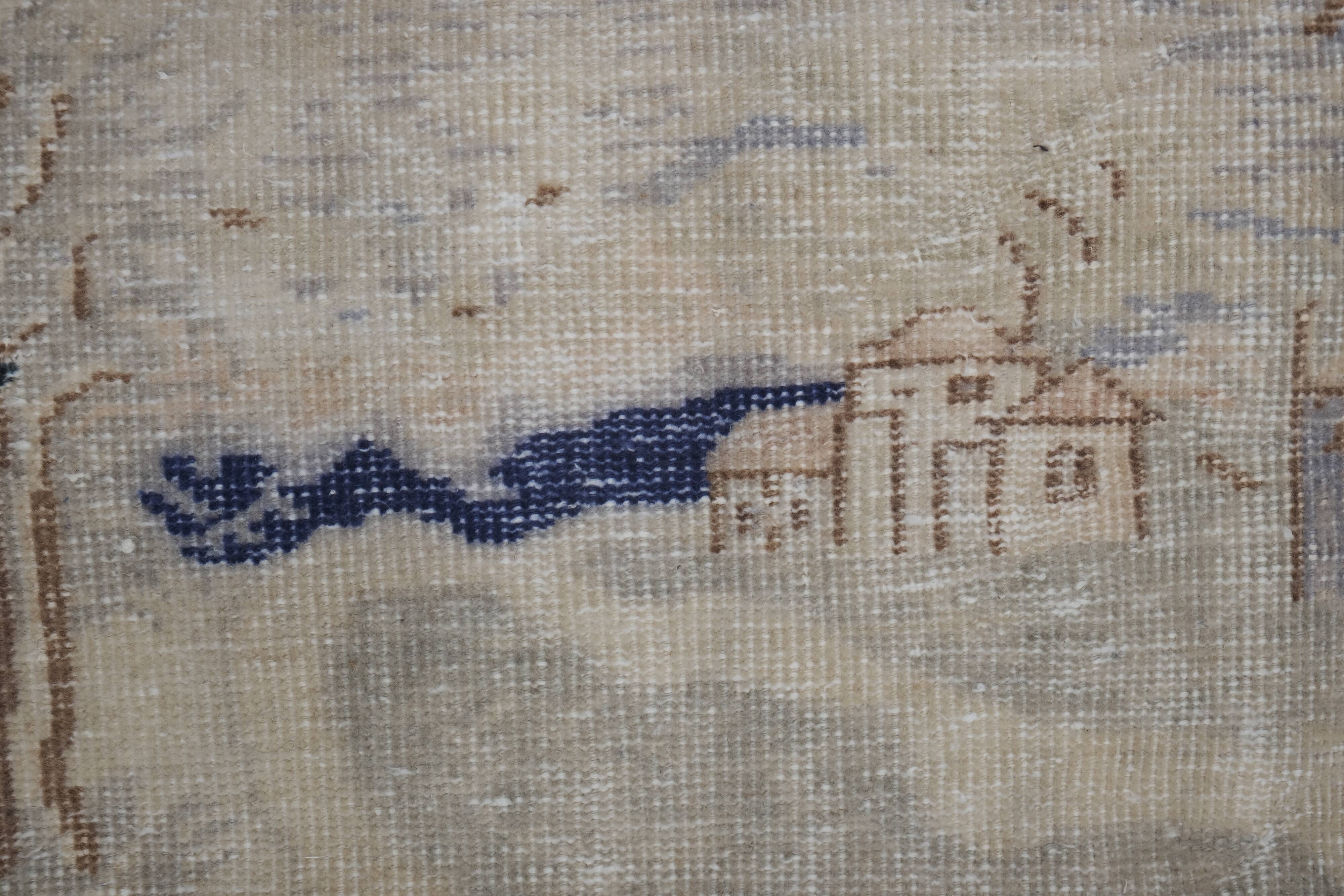 Shabby chic vintage turkish village pictorial rug 3'7'' x 5'4''