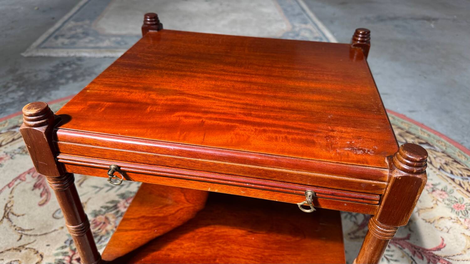 Antique mahogany rolling trolley