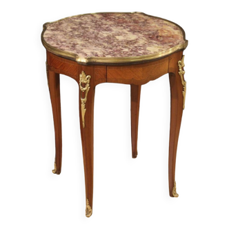 French side table in wood with marble top