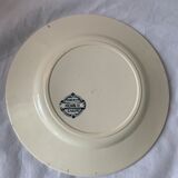 Lot of 12 old flat plates and 2 dishes, Terre de fer Henri II Salins
