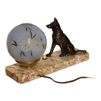 Art deco dog lamp and glass globe
