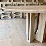 Table à manger ronde en travertin de Claude Berraldacci