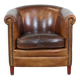 Fauteuil club en cuir de mouton couleur cognac