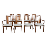 Chaises de salle à manger en teck et tissu du milieu du siècle par Leslie Dandy pour G-Plan, années 1960, lot de 8