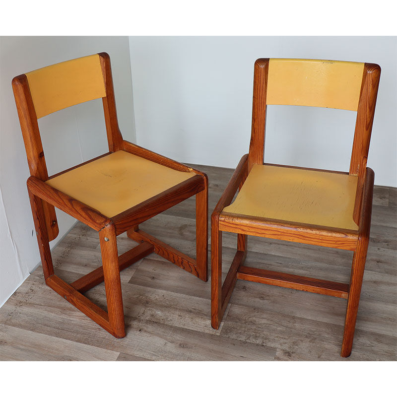 Pair of vintage chairs by André Sornay in wood 1960