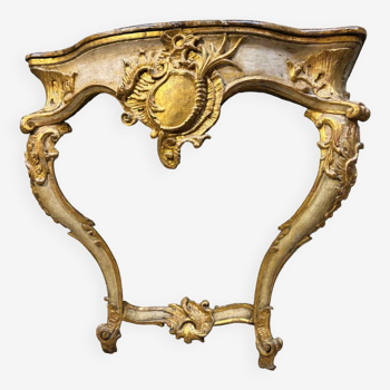 Console italienne en bois peint et doré d’époque xviii eme siècle