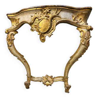 Console italienne en bois peint et doré d’époque xviii eme siècle