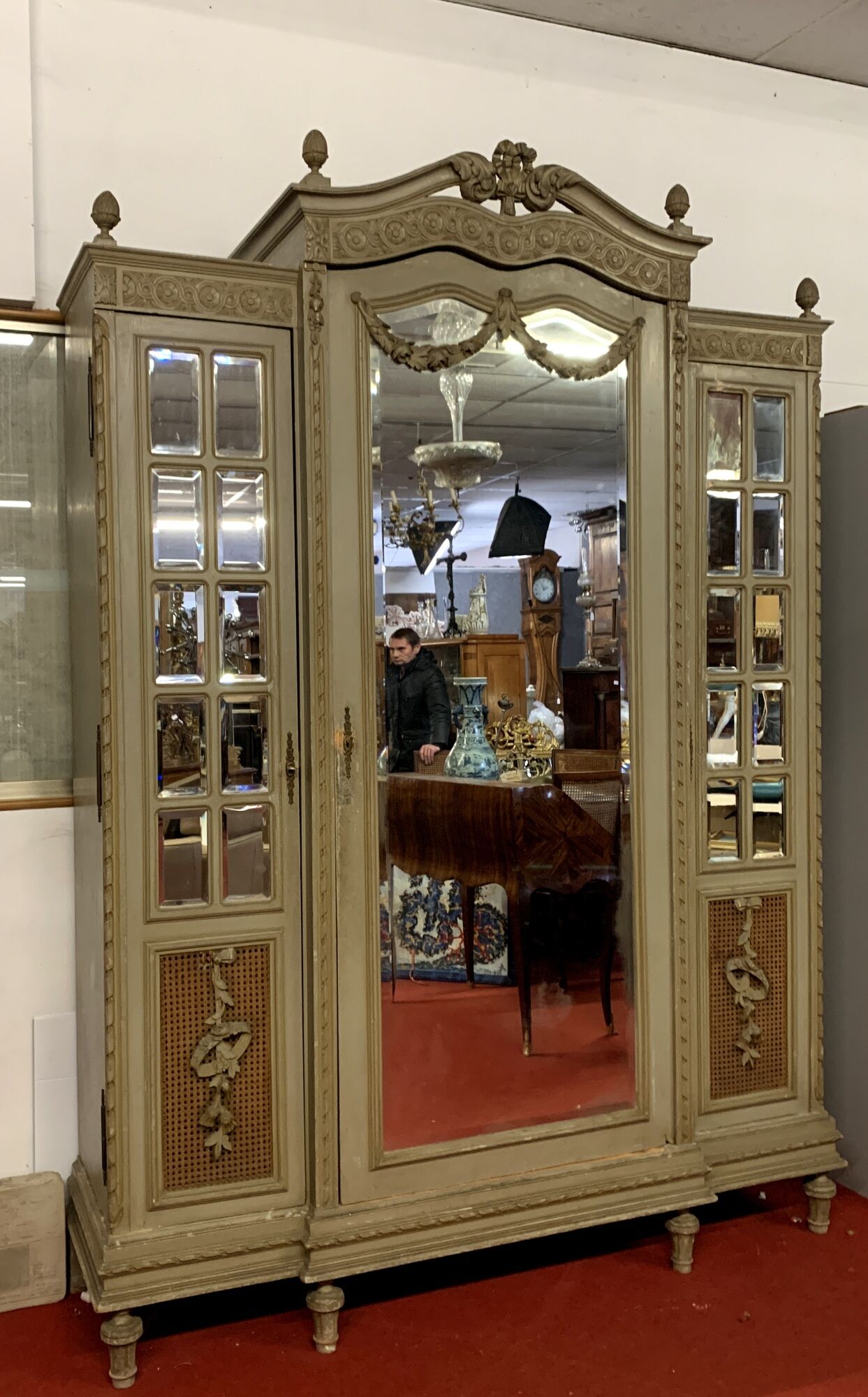Cabinet Louis XVI jumped in lacquered wood and cane bottom around 1850