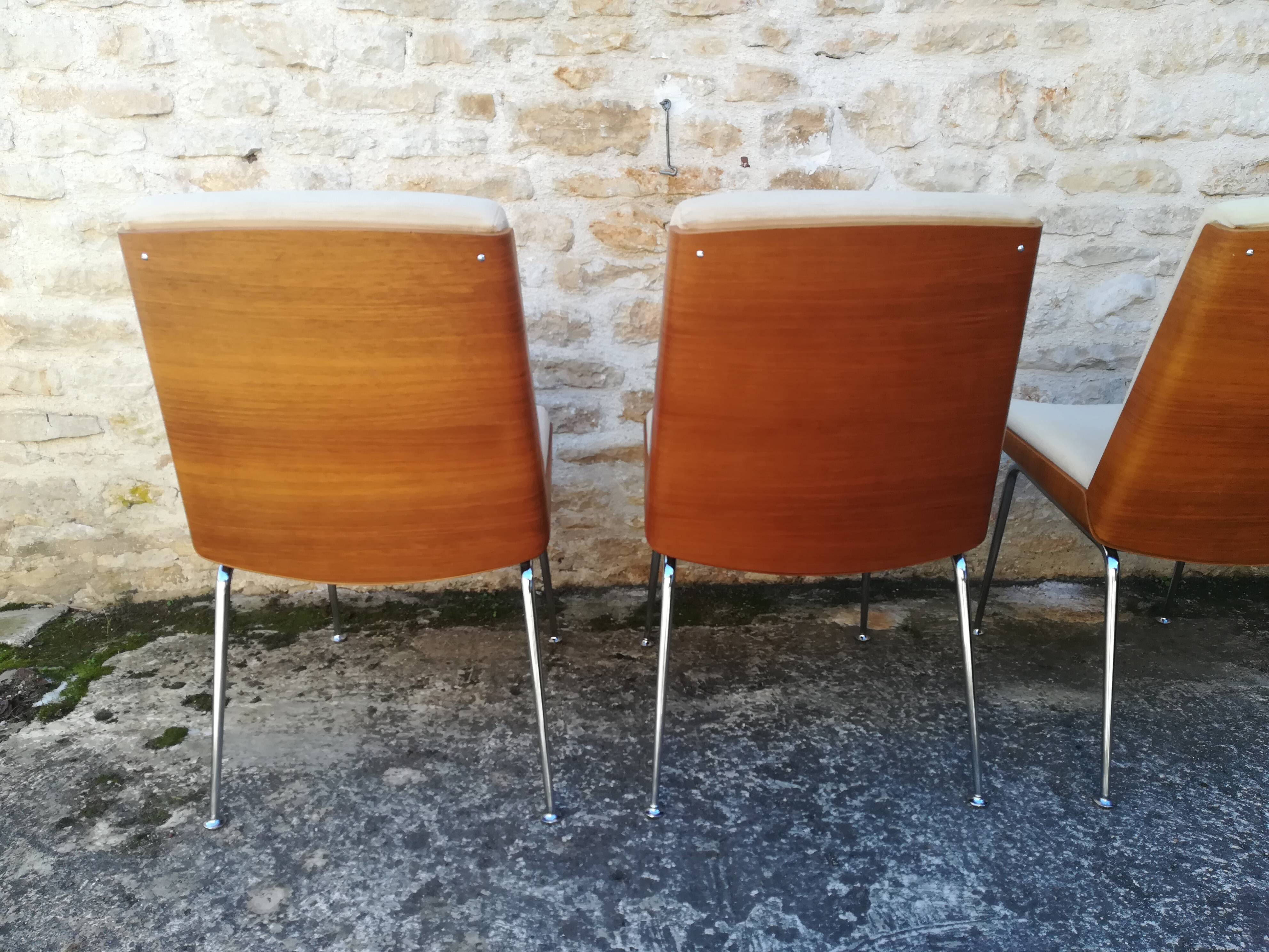 Wooden and fabric shell chairs