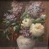 Oil on canvas "peonies and lilacs"