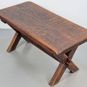 Brutalist Oak Cross Leg Coffee Table, Spain, 1930s