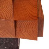 Contemporary Modern Pair of Sideboards in Wood and Burgundy Marble Top, Italy