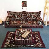 Oriental corner table, pouf