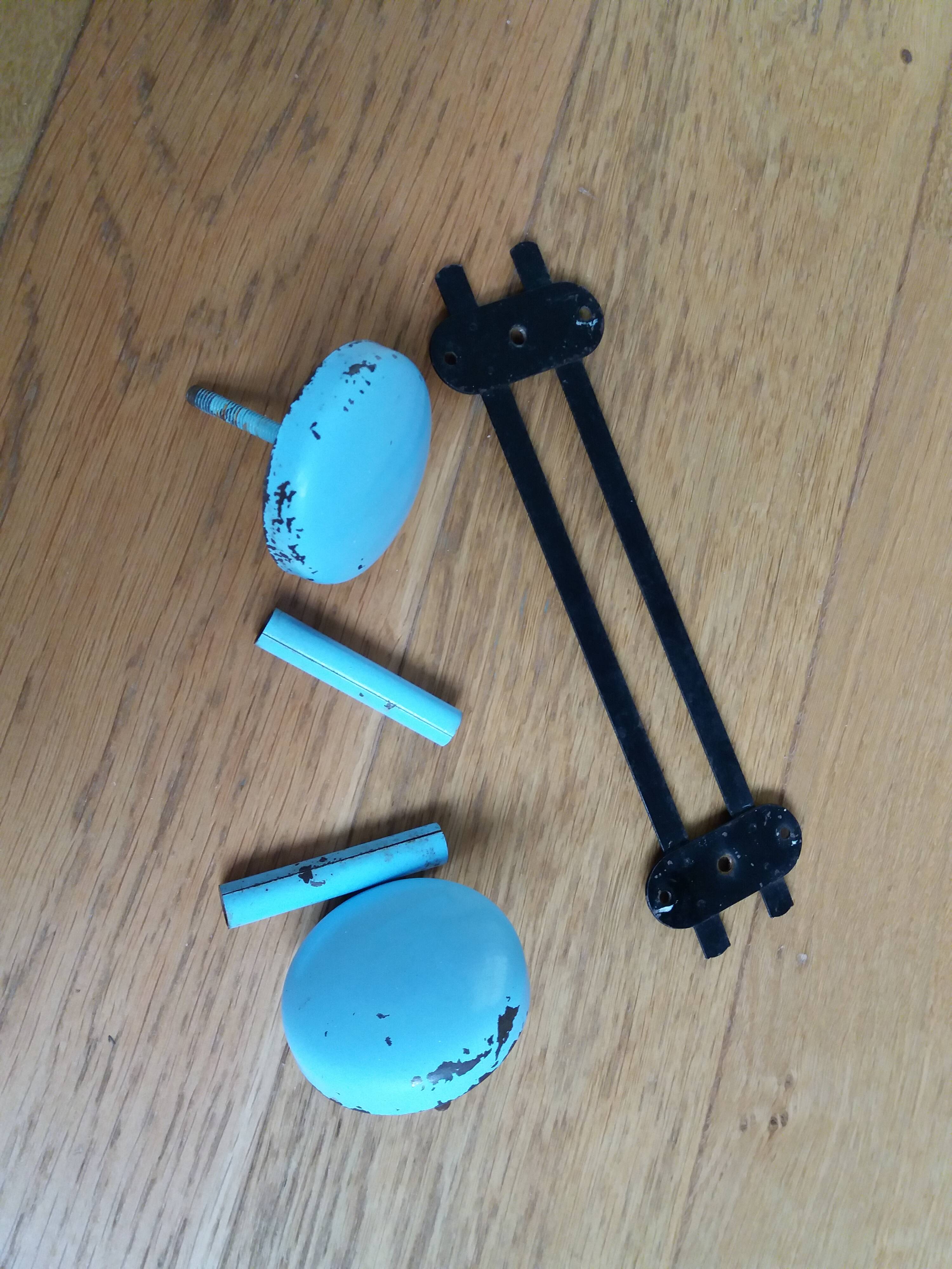 Wall coat rack with 2 vintage hooks from the 60s and 70s