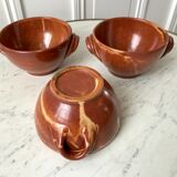 Trio of vallauris stoneware bowls 70s