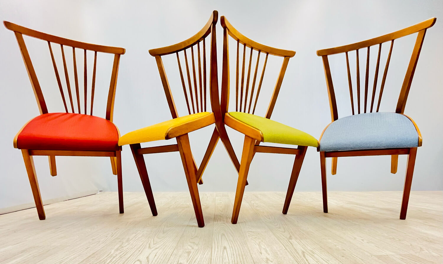 Four colourful chairs