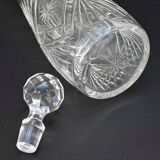 Carafe with antique glass liquor with diamond cap cut crystal silver frame