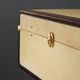 Vintage suitcase in parchment, cotton and leather, Italy, 1960s