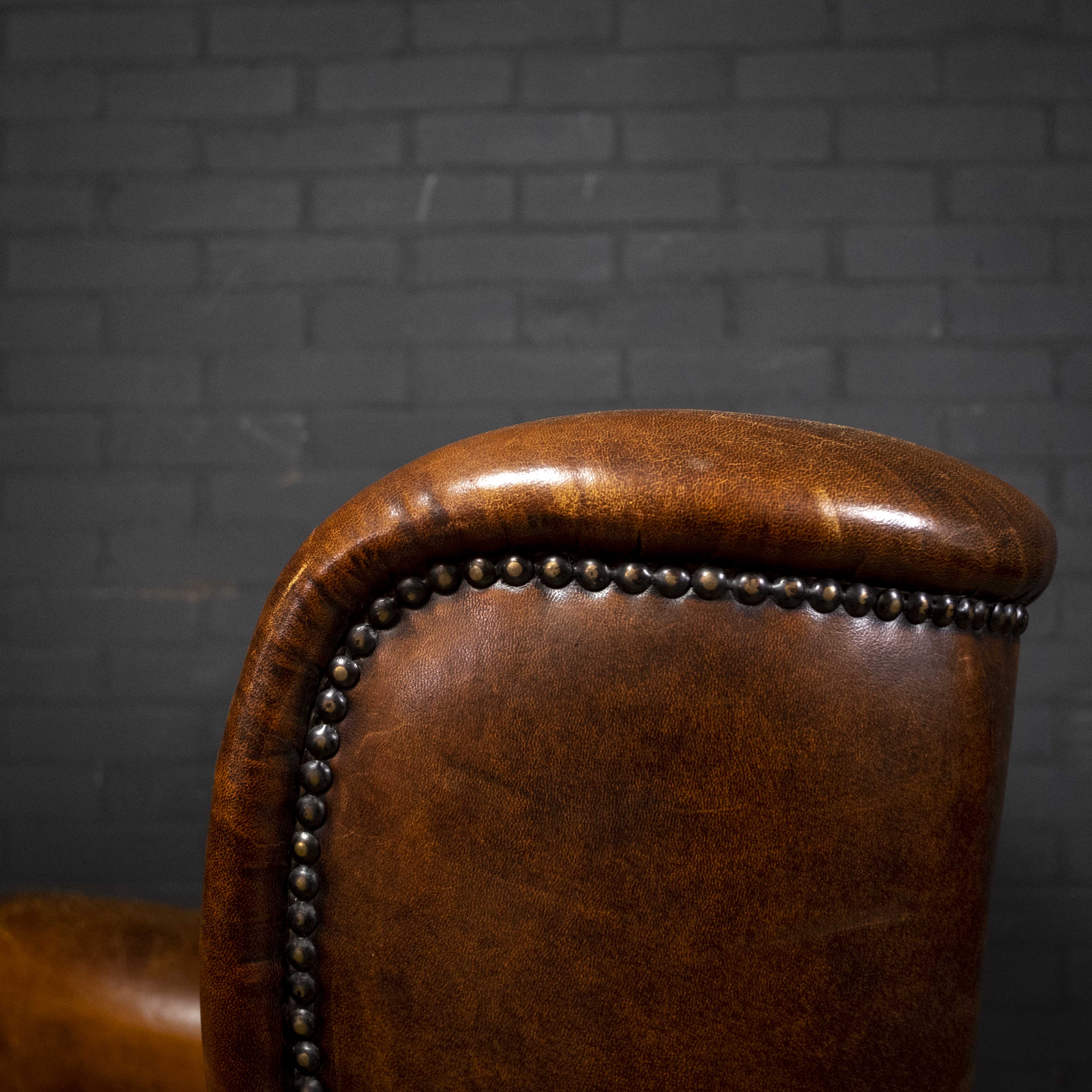 Fauteuil vintage Joris design cuir de mouton