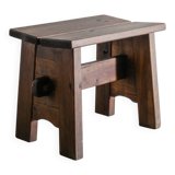 Vintage Swedish Dark Wooden "Berga" Pine Stool by David Rosén, 1930s