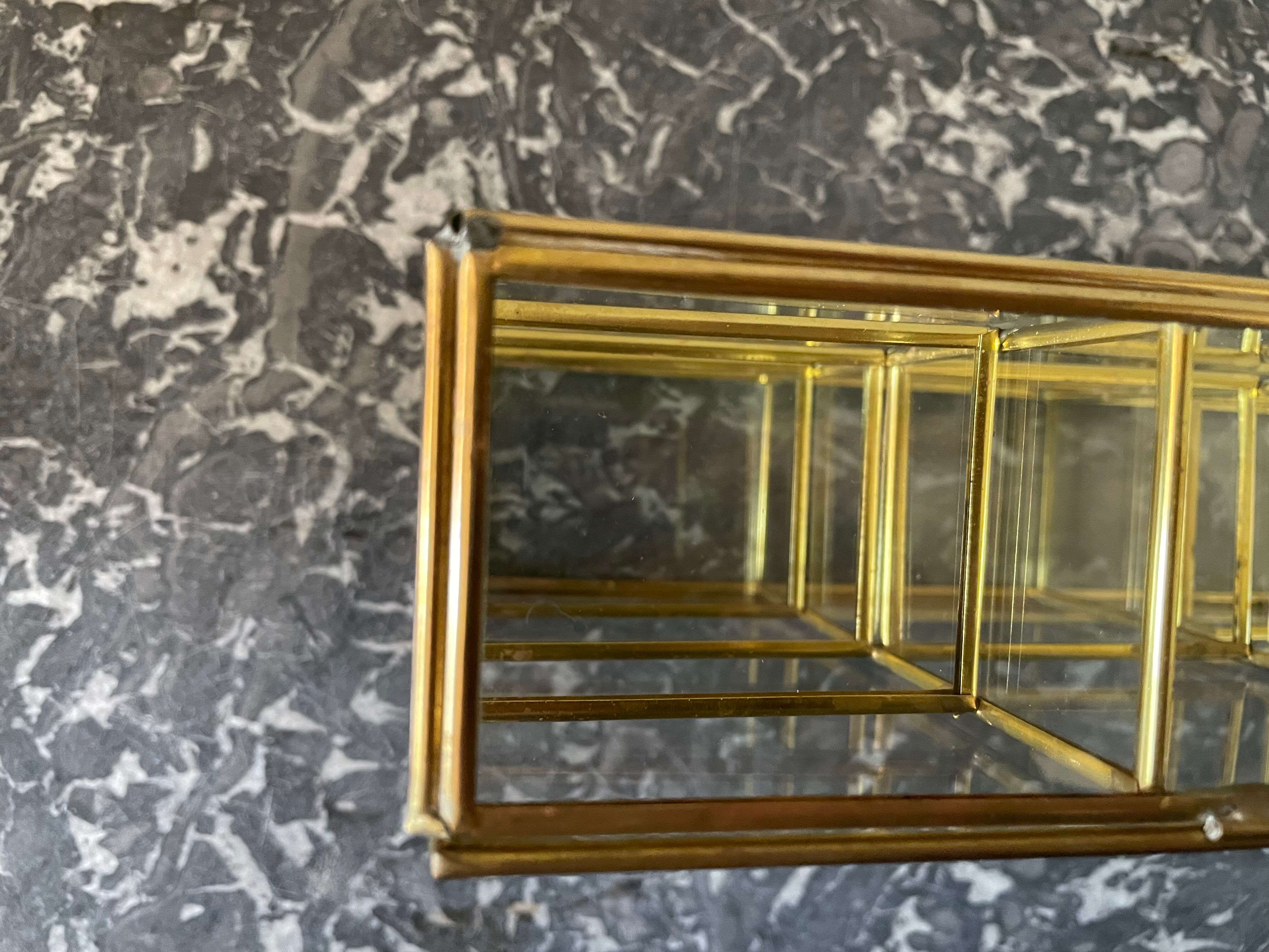 Glass and brass wall display case