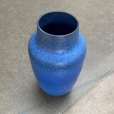 Large blue vase on a German workshop stand from the mid-20th century by Bückeburg Keramik, 1960s.