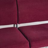 Set of 4 modernist burgundy armchairs, 1970.