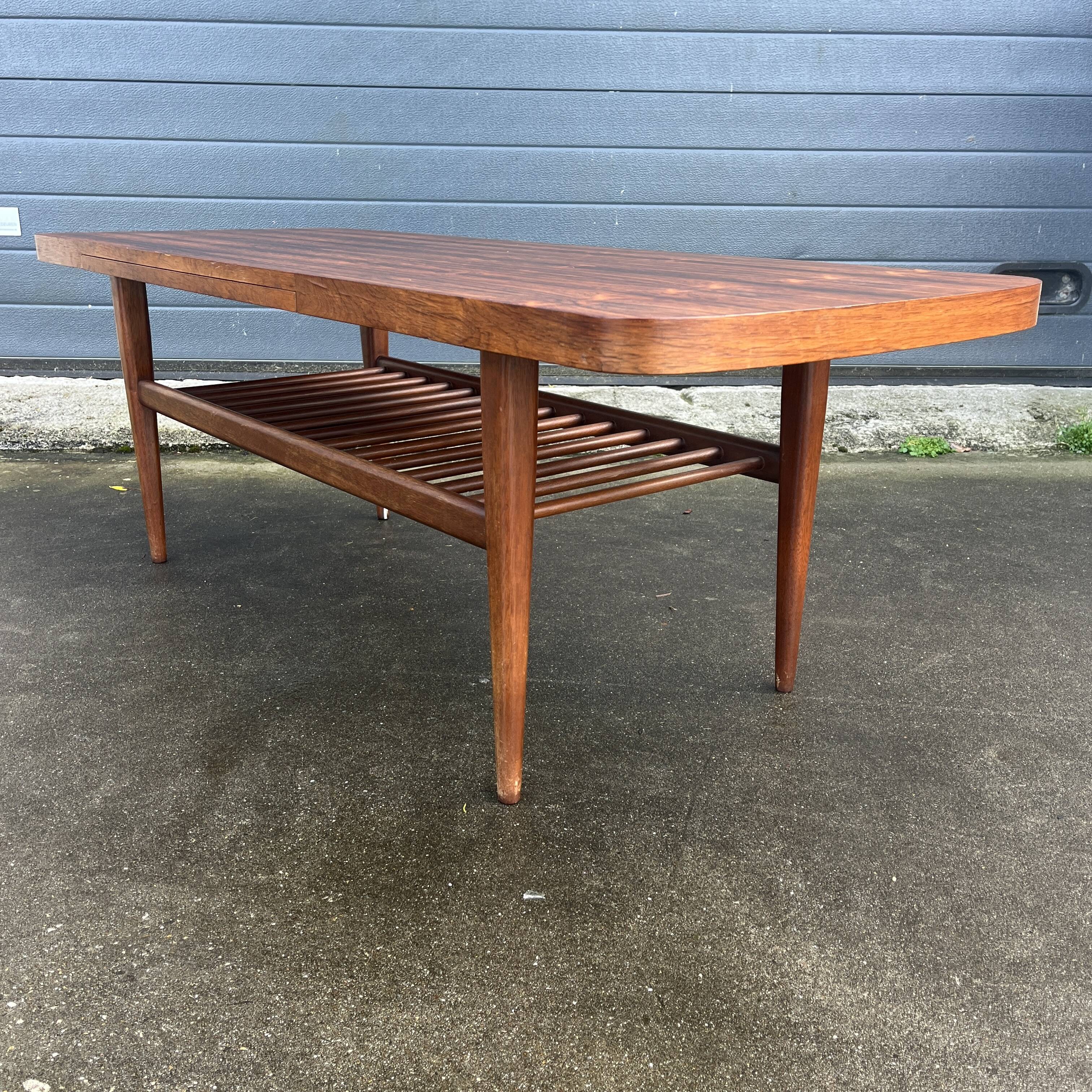 Danish design extendable coffee table with magazine rack