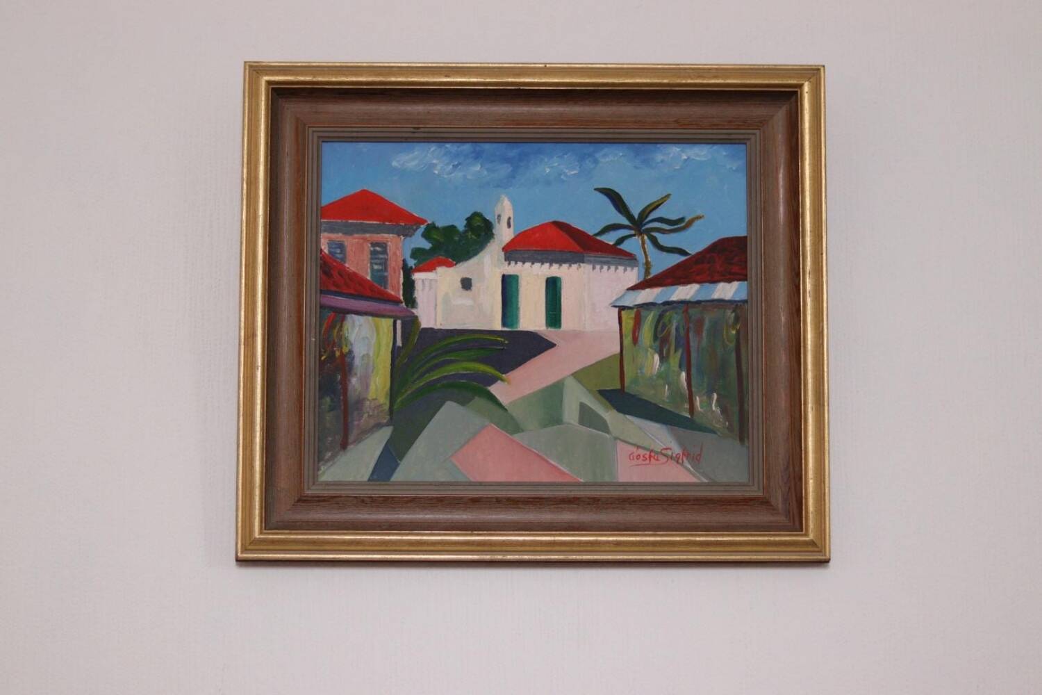 Original Swedish Oil on Canvas – “City View” by Gösta Sigfrid