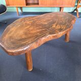 Table basse brutaliste  en orme