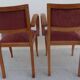 2 Chic 50s Bridge Armchairs Completely Refurbished in Solid Wood with Rust Velvet Seat