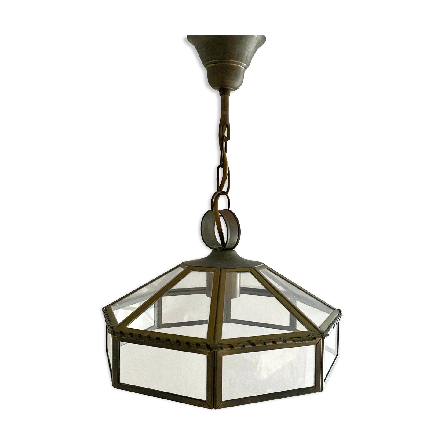 Old brass and glass suspension